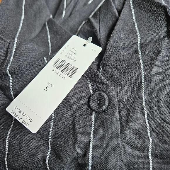 Anthropologie Little Lies Pinstripe Halter Neck Jumpsuit Black White Str… - Picture 7 of 9